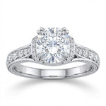 3-Sided Bead-Set and Pavé Round Diamond Engagement Ring with Criss Cross Design – 0.92 ct Total Weight (Center Stone Not Included)