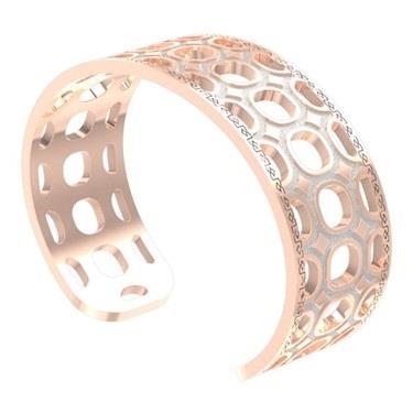 “Seventies” 24K Rose Gold Over Bronze Cuff Bangle Bracelet with Glam Film