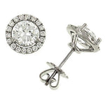 Martini Style Pave Diamond Earrings Mounting in 14K White Gold .37cttw Accent Diamonds – Center Stone Not Included