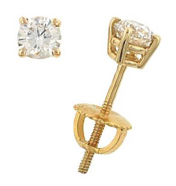 14K White Gold Round Brilliant Diamond Stud Earrings .51cttw (EGL USA Certified)