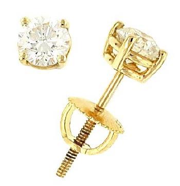 14K White Gold Round Brilliant Diamond Stud Earrings .76cttw (EGL USA Certified)