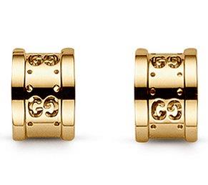 18K Yellow Gold “Gucci” Icon Twirl Earrings with Engraved Double G Accents