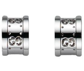 18K White Gold “Gucci” Icon Twirl Earrings with Engraved Double G Accents