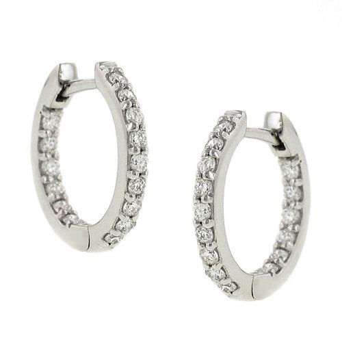 14K Gold Shared Prong Diamond Hoop Earrings (.45cttw Diamonds, 30 Stones)