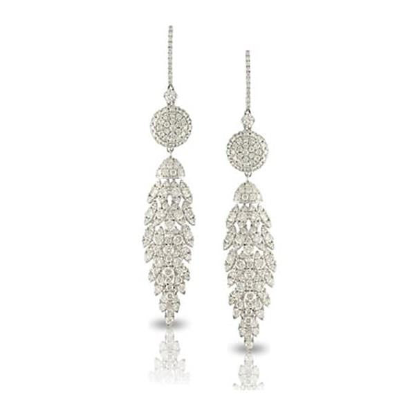 14K Gold Pavé Diamond Semi-Hoop Earrings with Cascading Dangles (4.23cttw Diamonds)