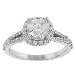 Halo Design Round Pavé Diamond Engagement Ring with Split Shank – 0.51 ct Total Weight (Center Stone Not Included)