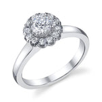 Ladies 14K White Gold Halo Diamond Engagement Ring – Semi-Mount for 0.33–0.50 ct Round Center Stone (Center Stone Not Included)