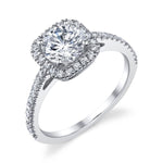 14k White Gold Halo Engagement Ring Semi mount t.w. fits approx .29ct - 1 ct round center stone . ||| *center stone is NOT included in price*