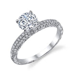 Ladies 14K White Gold Pavé Bridal Ring – Semi-Mount for 0.25–1.00 ct Round Center Stone (Center Stone Not Included)