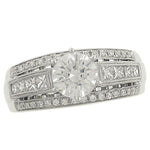 Ladies 14K White Gold Two-Row Pavé and Channel Set Diamond Engagement Ring with Milgrain Detail – 0.59 ct Total Diamond Weight (Center Stone Not Included)