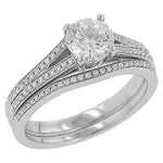 Zeghani Pavé Diamond Engagement Ring with Split Shank and Matching Wedding Band – 0.29 ct Total Diamond Weight (Center Stone Not Included)