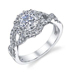 Ladies Split Shank Engagement Ring in 14K White Gold with Approx. 0.75 ct Semi Mount Total Weight for a 1.00 ct Round Center Stone (Center Stone Not Included)