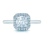 Asscher Halo Solitaire Engagement Ring in 14K White Gold with 0.13 ct Total Diamond Weight (Center Stone Not Included)