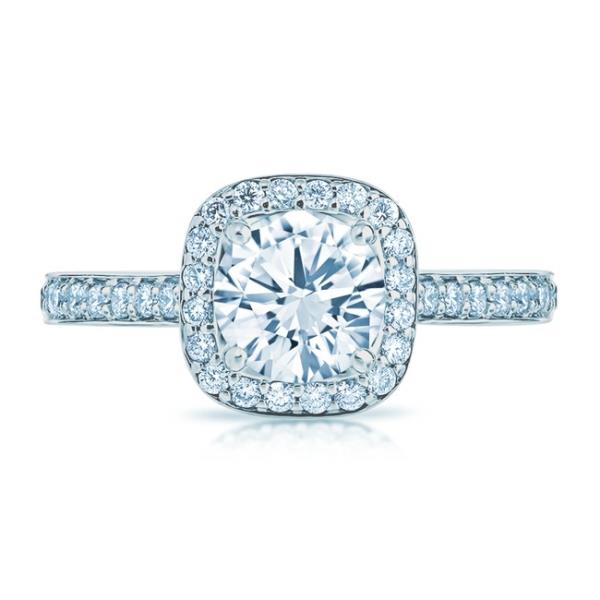 Diamond Engagement Ring in 14K White Gold with 0.36 ct Total Diamond Weight for a Round Center Stone (Center Stone Not Included)