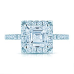 Halo Engagement Ring in 14K White Gold with 0.50 ct Total Diamond Weight for a Princess Cut Center Stone (Center Stone Not Included)