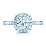 Cushion Halo Engagement Ring in 14K White Gold with 0.51 ct Total Diamond Weight for a Round Center Stone (Center Stone Not Included)