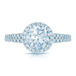 Round Halo Split Shank Engagement Ring in 14K White Gold with 0.39 ct Total Diamond Weight for a Round Center Stone (Center Stone Not Included)