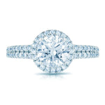 Halo Split Shank Engagement Ring in 14K White Gold with 0.47 ct Total Diamond Weight for a Round Center Stone (Center Stone Not Included)