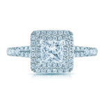 Split Shank Halo Engagement Ring in 14K White Gold with 0.51 ct Total Diamond Weight for a Princess Cut Center Stone (Center Stone Not Included)