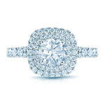 Cushion Double Halo Engagement Ring in 14K White Gold with 0.78 ct Total Diamond Weight (Center Stone Not Included)