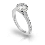 Pavé Diamond Engagement Ring in 18K White Gold (Platinum Available by Request)