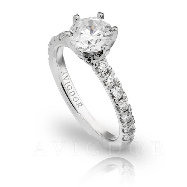 Pavé Diamond Engagement Ring in 18K White Gold with 0.42 ct Total Diamond Weight (Platinum Available by Request)