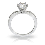 Pavé Diamond Engagement Ring in 18K White Gold with 0.16 ct Total Diamond Weight (Platinum Available by Request)