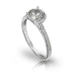 Pavé Diamond Engagement Ring in 18K White Gold with 0.08 ct Total Diamond Weight (Platinum Available by Request)