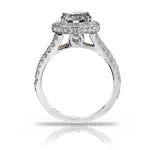 Halo Diamond Engagement Ring in 18K White Gold with 1.46 ct Total Diamond Weight (Platinum Available by Request)