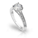 Pavé Diamond Engagement Ring in 18K White Gold with 0.16 ct Total Diamond Weight (Platinum Available by Request)