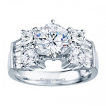 Diamond Engagement Ring Semi-Mount with 0.37 ct Total Weight of Tapered Baguette and Round Diamonds