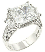 Pavé and Channel Set Princess Cut Diamond Engagement Ring with Trapezoid Accents in 18K White Gold — 1.94 ct Total Diamond Weight