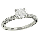18k White Gold Ring with Pave Set Diamonds .11cttw (Center Stone Not Included) ||| 122528 ||| |||