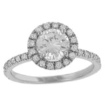 Halo Pavé Diamond Engagement Ring in 18K White Gold with 0.36 ct Total Diamond Weight