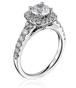 Halo Pavé Diamond Engagement Ring in 14K White Gold with 0.46 ct Total Diamond Weight