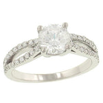 Pavé Diamond Engagement Ring with Split Shank in 14K White Gold with 0.23 ct Total Diamond Weight