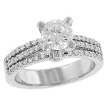 Three Row Pavé Diamond Engagement Ring in 14K White Gold with 0.35 ct Total Diamond Weight
