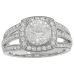 Pavé Diamond Halo Engagement Ring in 14K White Gold with 0.45 ct Total Diamond Weight