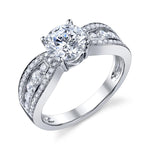 Vintage Bright Edge Engagement Ring in 18K White Gold for 0.45 to 1.25 ct Round Center Stone