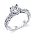 Vintage Platnium Crossover Style Engagement Ring semi mount t.w. fits approx 1/4ct - .75 Ct. Round Center Stone. *Center Stone is NOT included in Price*