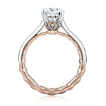 Solitaire Engagement Ring with Two Round Pave Set Surprise Diamonds and Quilted Detail Diamond .01cttw (center Stone Not Included) |||