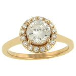 16 stone round prong set Halo Diamond Engagement ring with plain polished shank diamond .25cttw Gh/si1 ||| ||| (center stone not included) |||