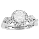36 Stone Round Halo Design Diamond Engagement Ring with Fancy Twist Shank Diamond .27cttw gh/si1-2 (center Stone Not Included) ||| 153076