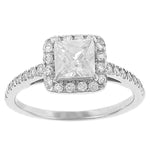 Square Halo Design Pave Diamond Engagement Ring with ''Fishtail'' Diamond Diamond .45cttw gh/si2-3 (center stone not included). ||| 138050