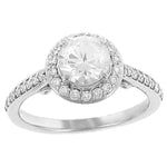 34 Stone Round Bead Set Halo Design Diamond Engagement Ring with Scroll Engraving Diamond .34cttw Gh/si1 (center stone not included) ||| 152950