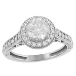 31 Stone Round Halo Design Engraved Diamond Engagement Ring with Milgrain Trim Diamond .35cttw gh/si2 (center stone not included) ||| 148715-1