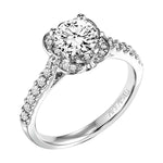 14k White Gold Halo Style Pave Diamond Engagement Ring Diamond .33cttw (center stone not included) ||| 148047 ||| |||