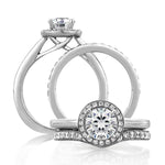 18k White Gold Halo Style Pave Diamond Engagement Ring Diamond .11cttw (Center Stone & Band Not Included) ||| 138412 |||