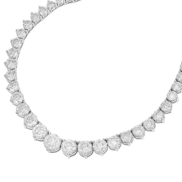 17.53ct Graduated Diamond Riviera Necklace in 3-Prong Setting – I-J/SI Clarity