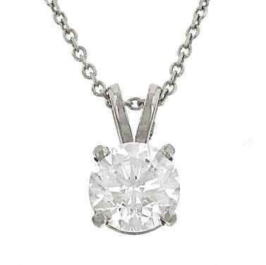 1.67ct Round Diamond Solitaire Pendant Necklace in 4-Prong Setting – G-H/SI2 EGL USA Certified